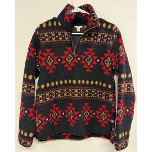 Sonoma Goods For Life Womens Sherpa Fleece Quarter‎ Zip Pullover Southwestern S